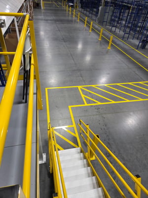 Warehouse floor marked with paint