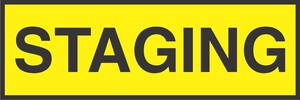 Staging area magnetic label for warehouses