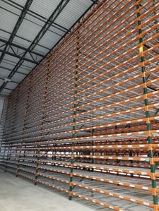 New warehouse racks with labels