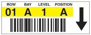 Yellow warehouse rack label