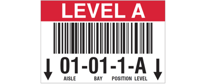 Red warehouse rack label